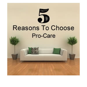Reasons Pro-Care is #1 in carpet cleaning, rug cleaning, upholstery cleaning, tile and grout cleaning and fabric protector.