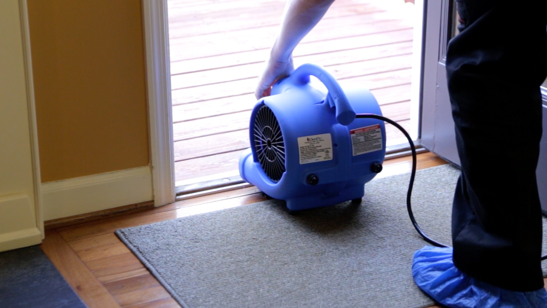 Air movers help ventilate the treatment area and shorten drying time.