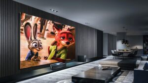 Media room with large movie screen