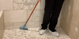 Professional cleaning for shower stall.