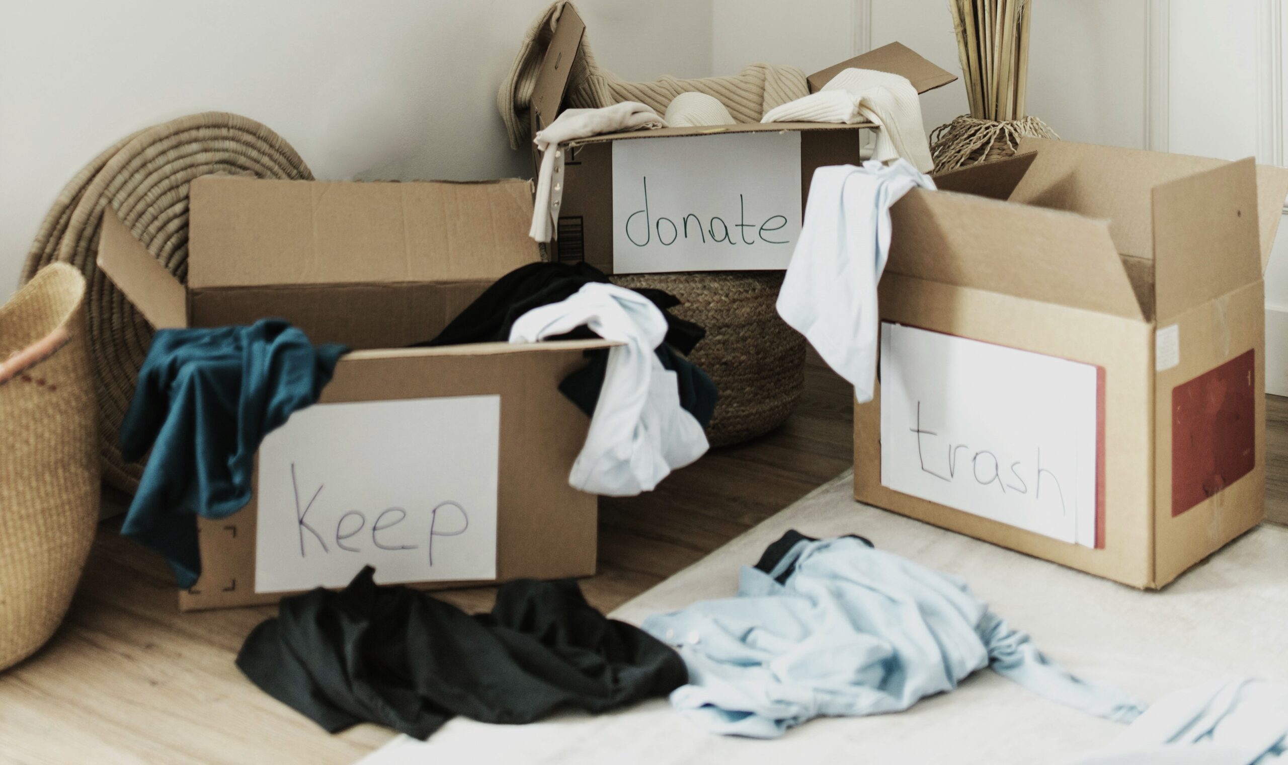 When clearing clutter, separate items into three categories.